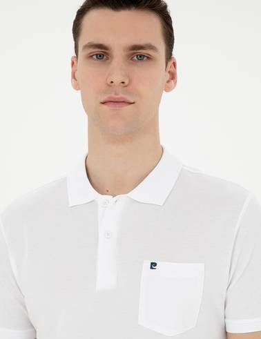 Beyaz Regular Fit %100 Pamuk Cepli Polo Yaka Basic Tişört