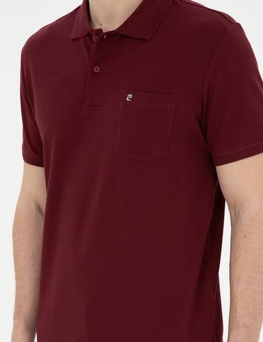 Bordo Regular Fit %100 Pamuk Cepli Düğmeli Polo Yaka Basic Tişört