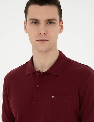 Bordo Regular Fit %100 Pamuk Cepli Düğmeli Polo Yaka Basic Tişört