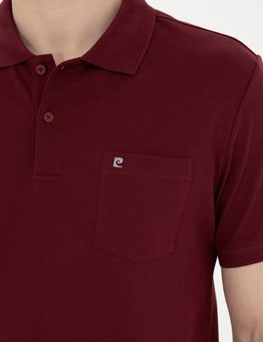 Bordo Regular Fit %100 Pamuk Cepli Düğmeli Polo Yaka Basic Tişört