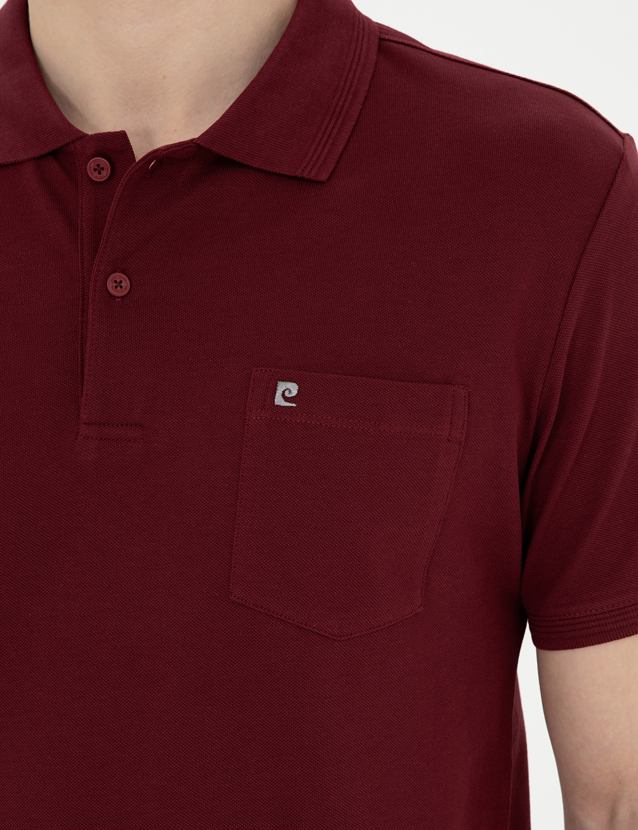 Bordo Regular Fit %100 Pamuk Cepli Polo Yaka Basic Tişört - Image 7