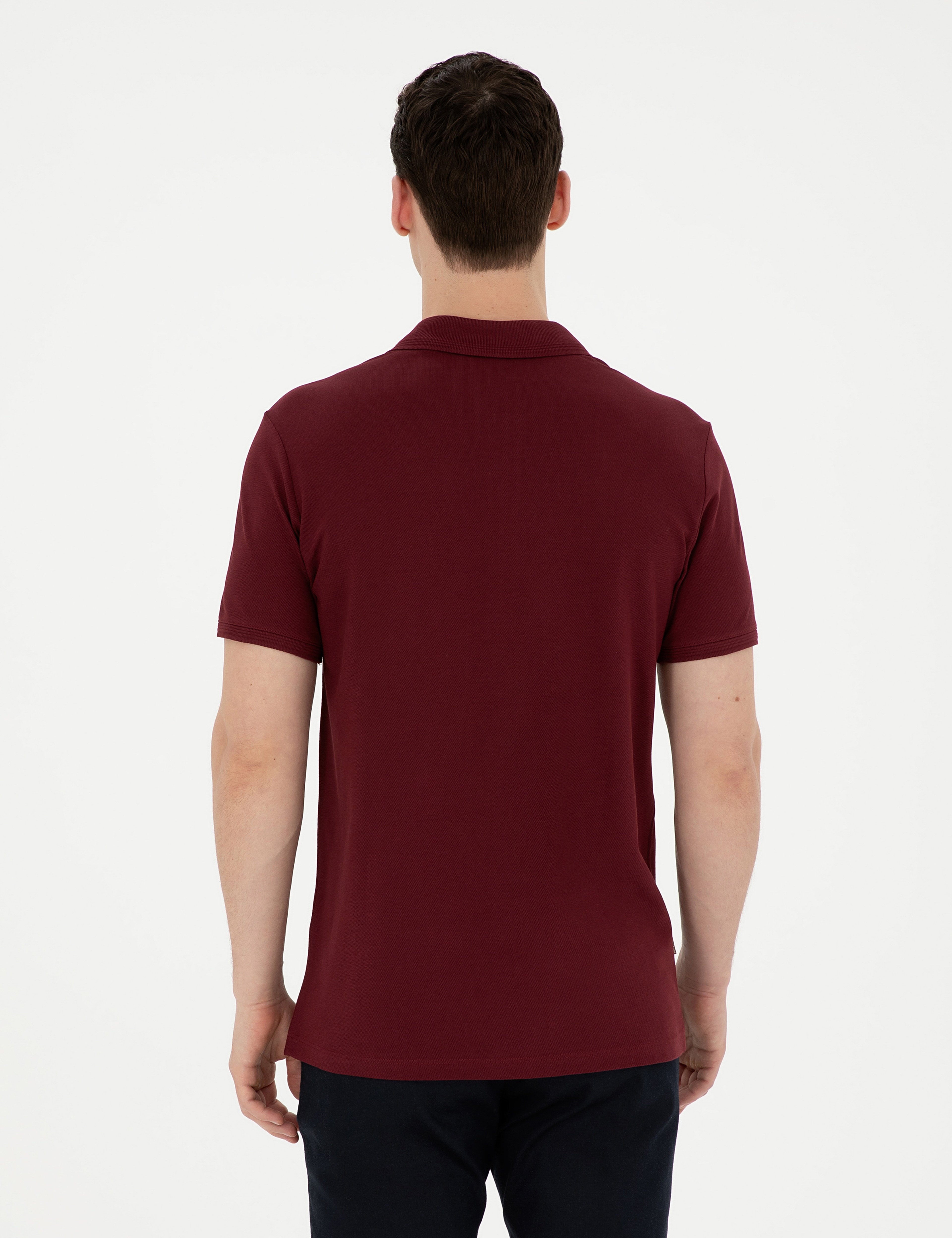 Bordo Regular Fit %100 Pamuk Cepli Polo Yaka Basic Tişört