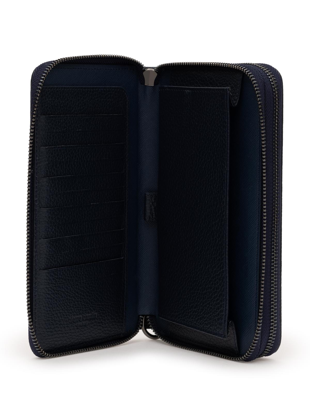 Erkek Lacivert Deri El Çantası - 50288756001