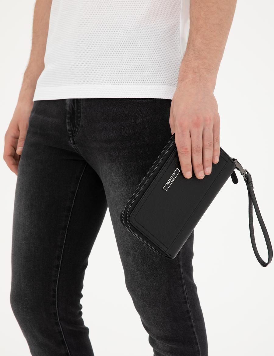 Erkek Siyah Deri El Çantası