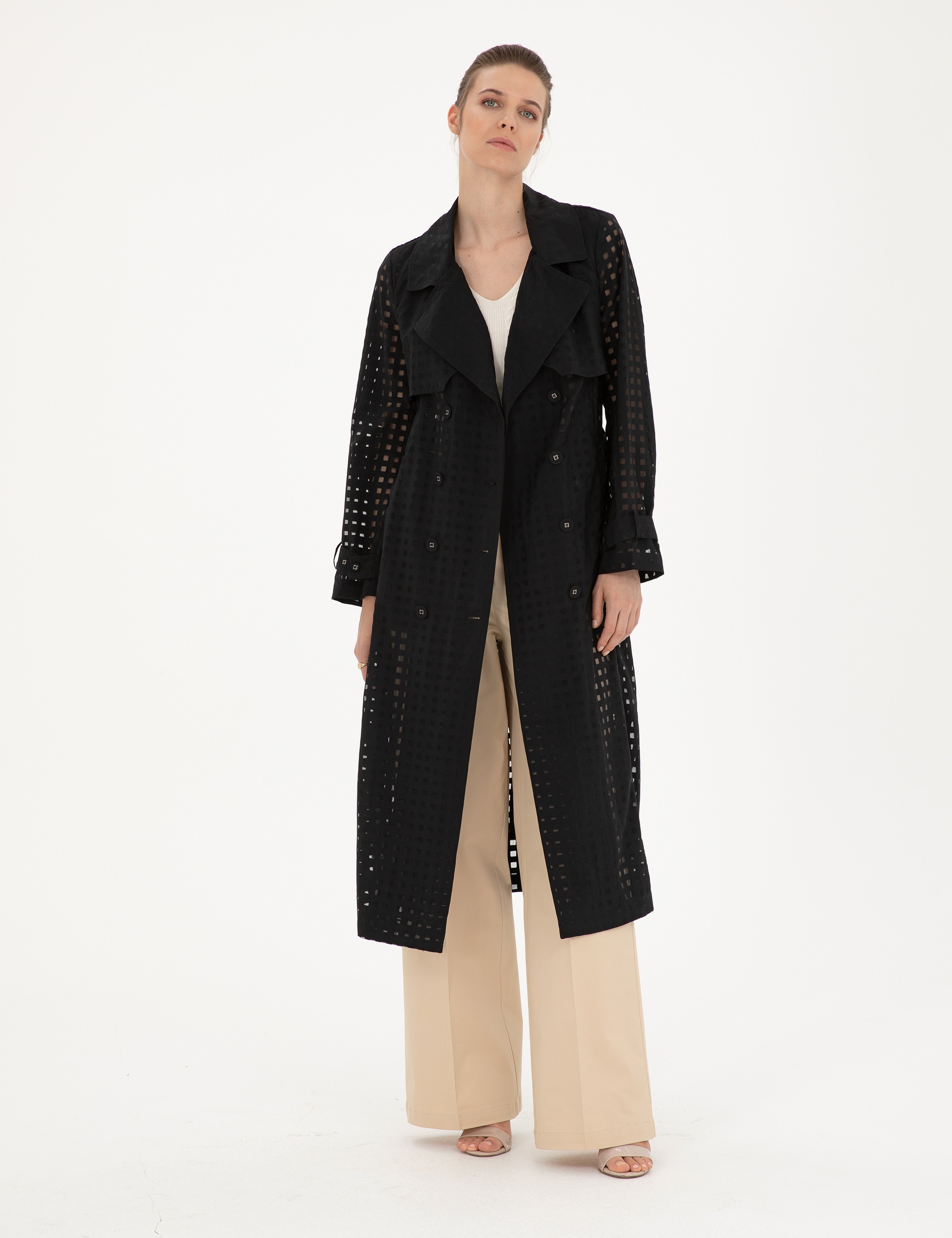 Siyah Regular Fit Trençkot