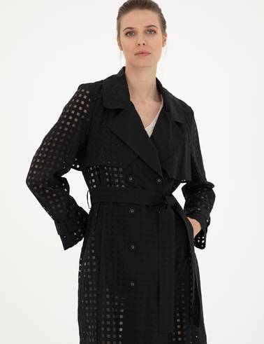 Siyah Regular Fit Trençkot