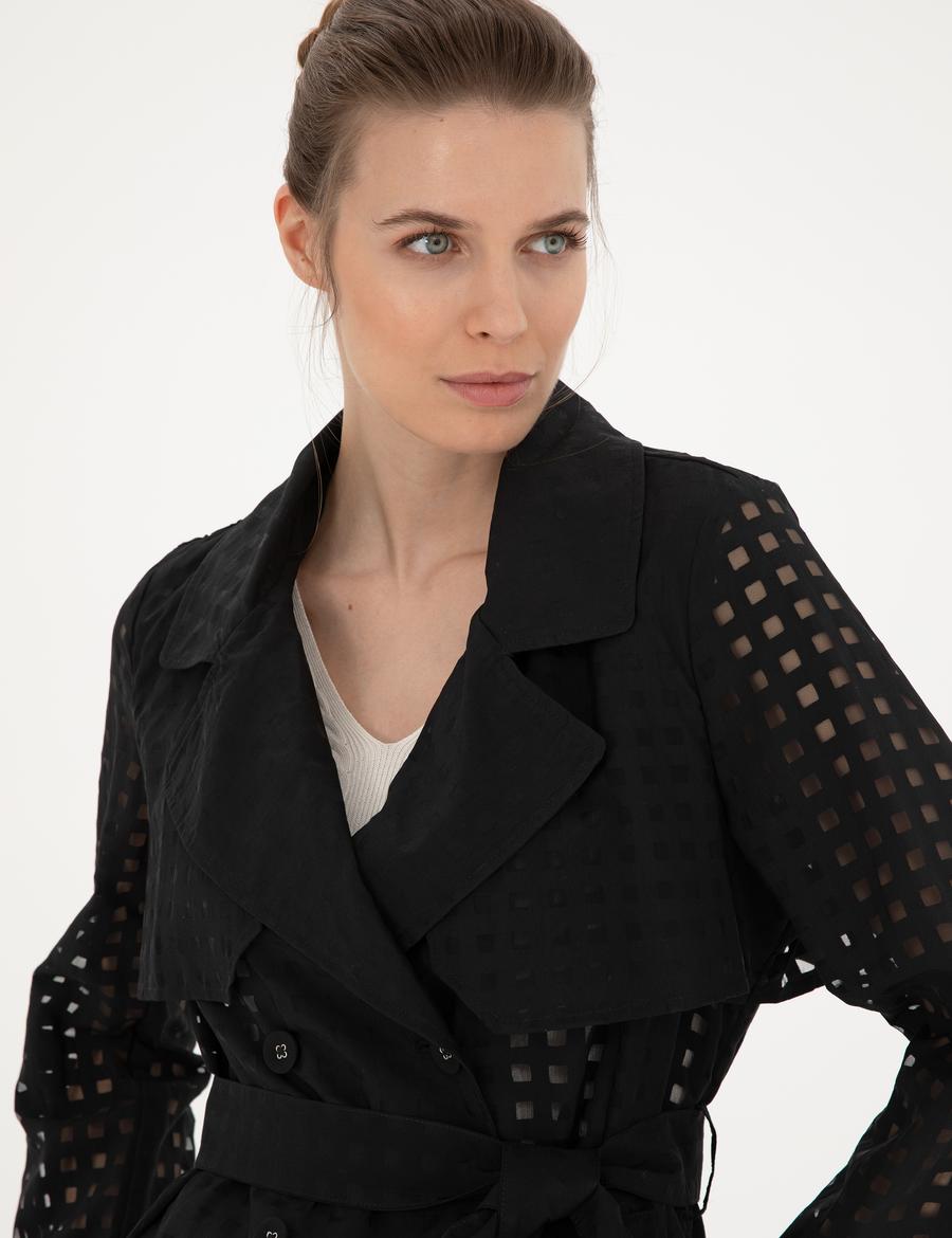 Siyah Regular Fit Trençkot