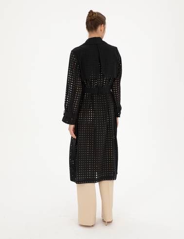 Siyah Regular Fit Trençkot