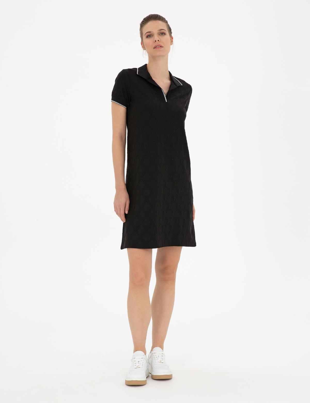 Siyah A Kesim Örme Elbise
