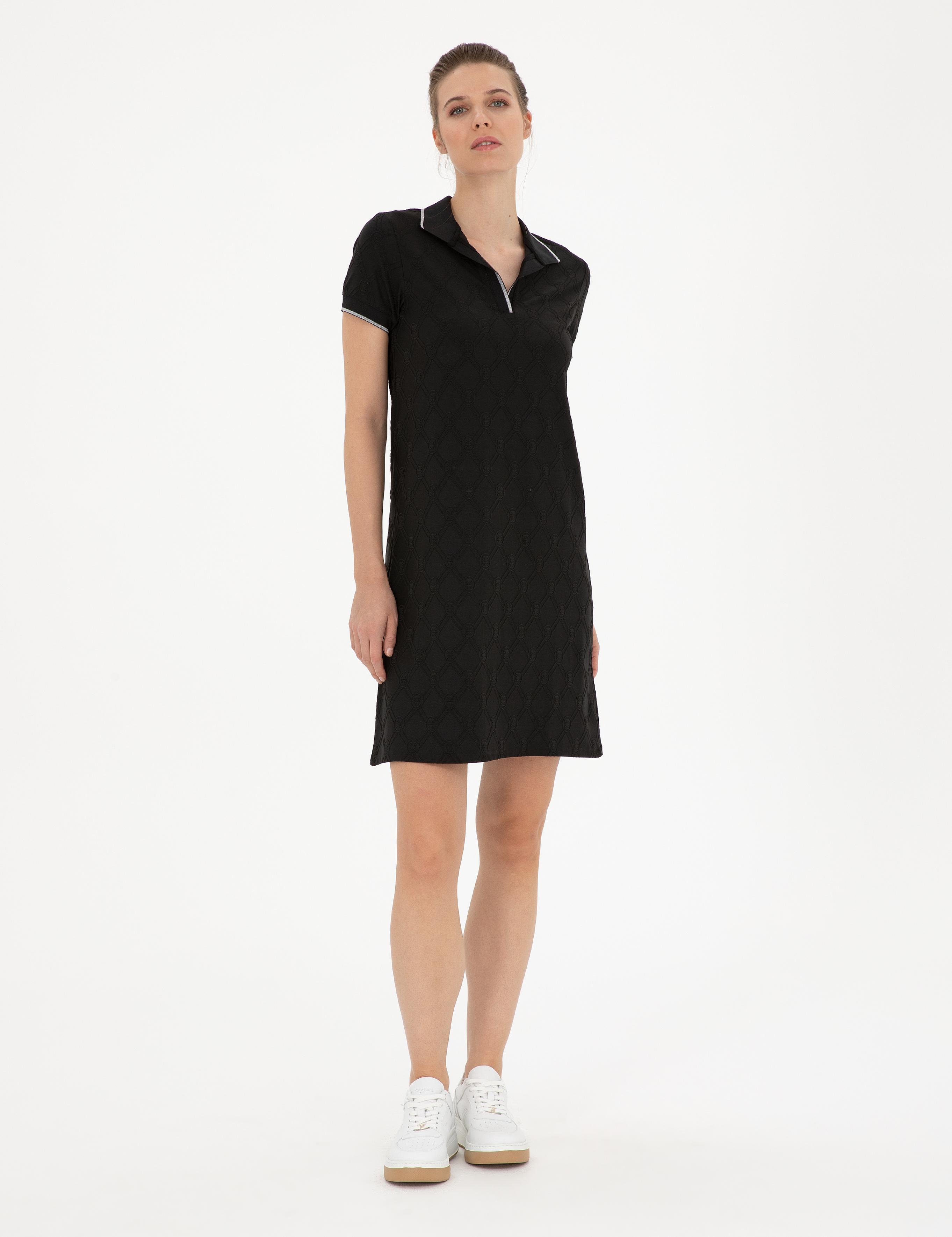 Siyah A Kesim Örme Elbise