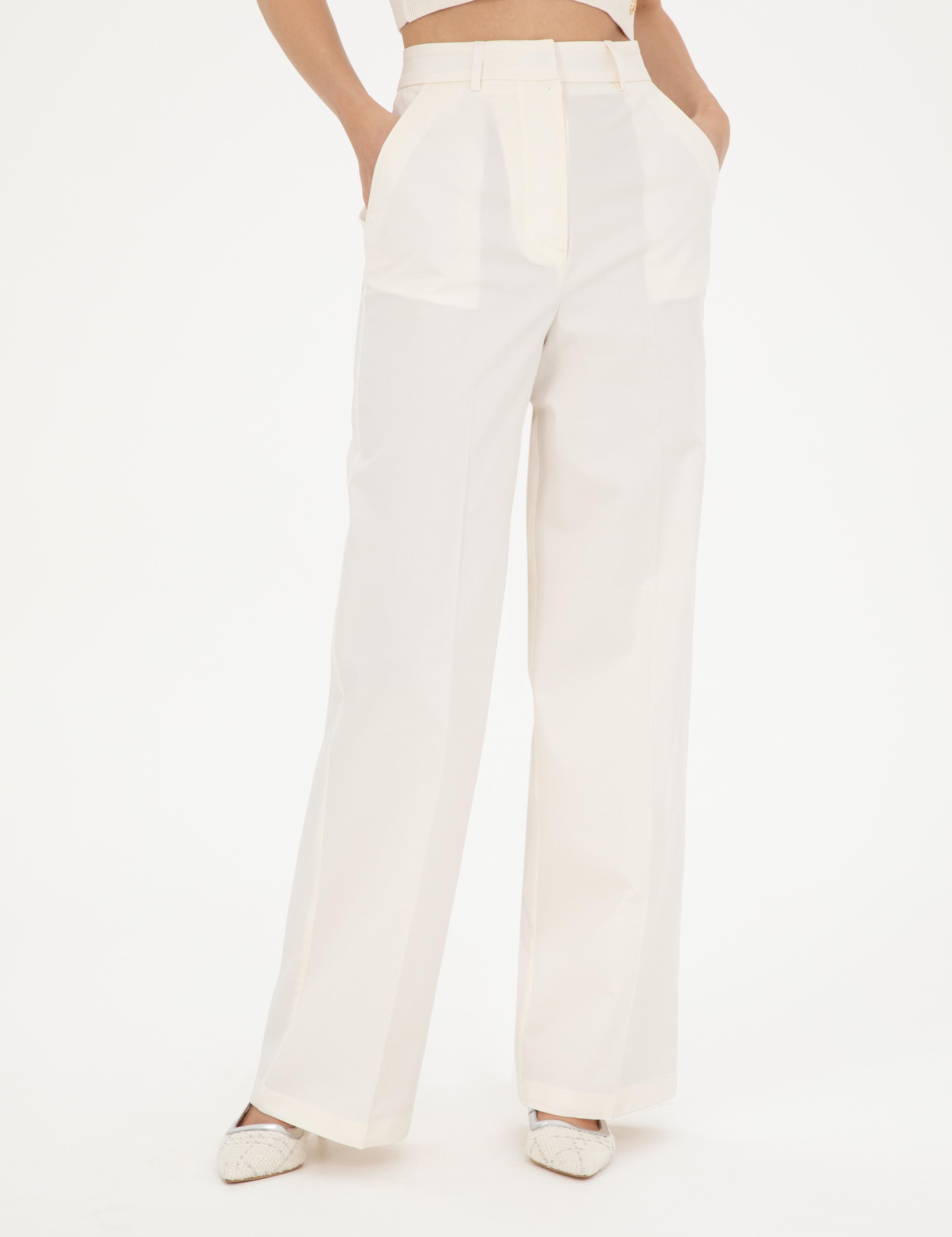 Beyaz Yüksek Bel Straight Fit Pantolon