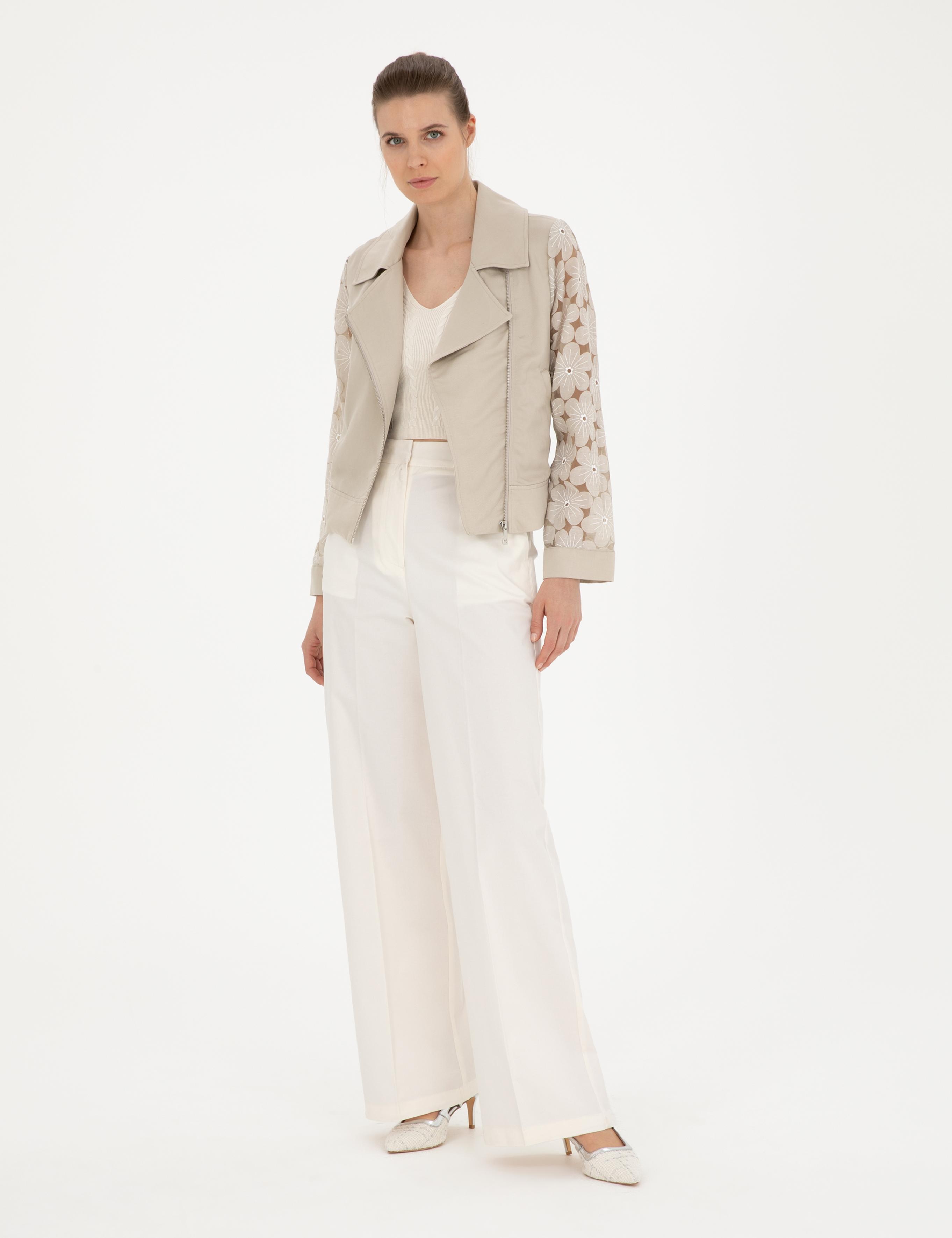 Beyaz Yüksek Bel Straight Fit Pantolon