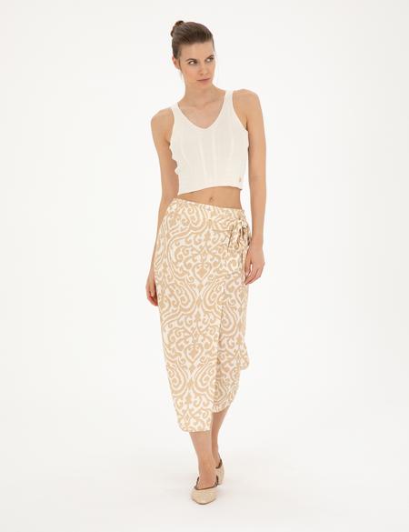 Bej A Kesim Dokuma Etek - 50284025023