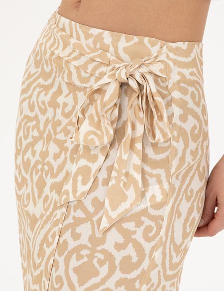 Bej A Kesim Dokuma Etek - 50284025023