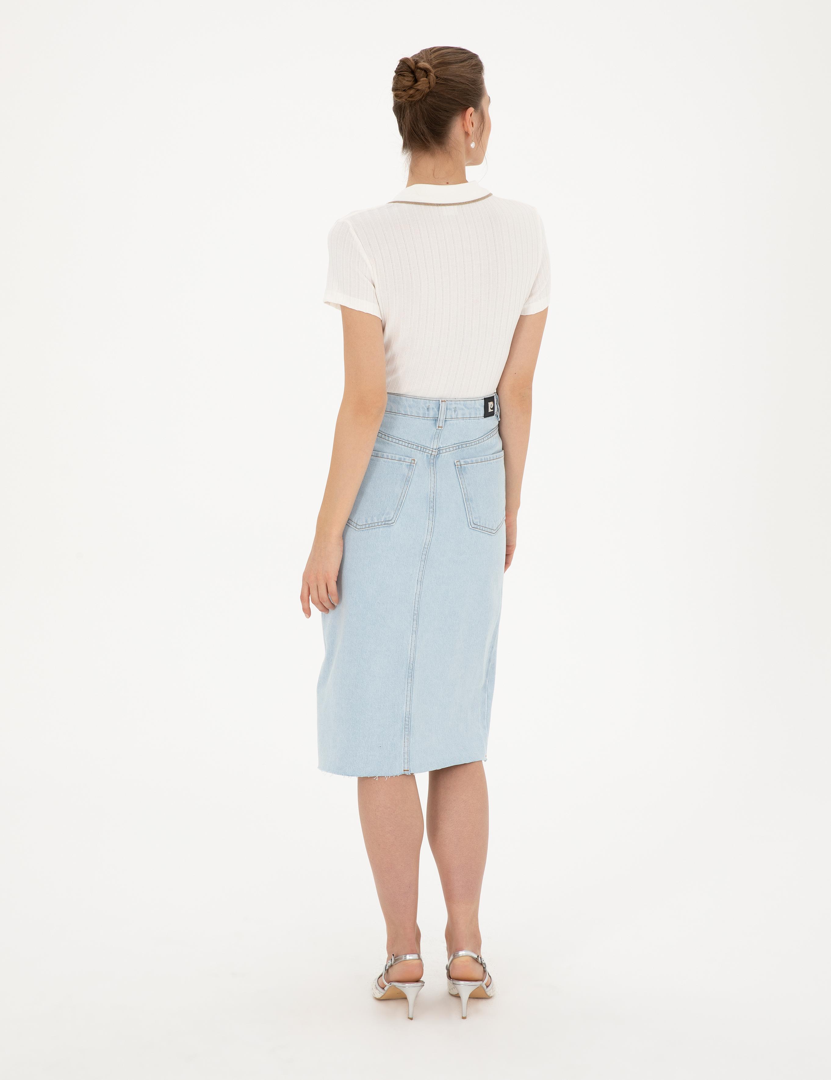 Açık Mavi Slim Fit Jean Etek