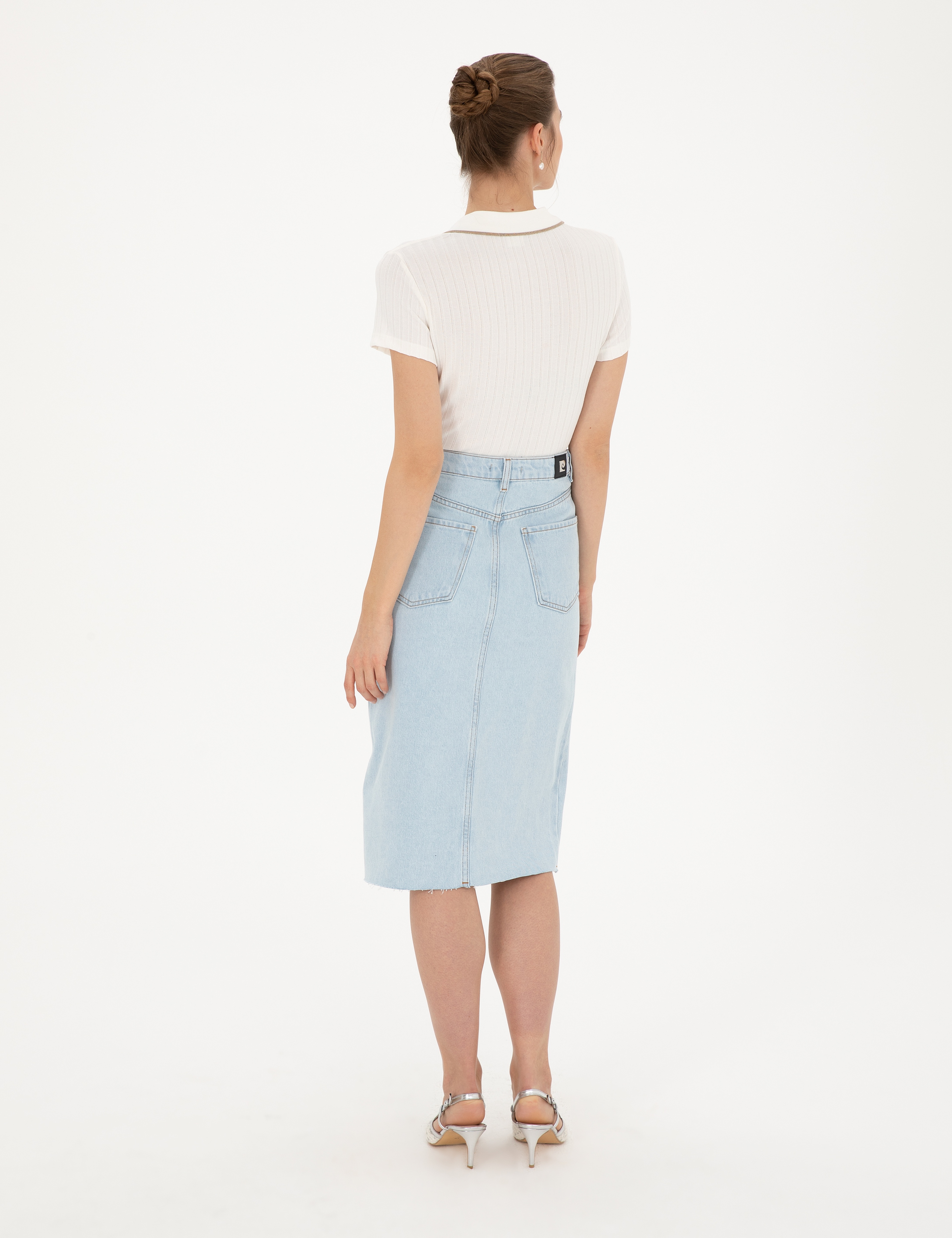 Açık Mavi Slim Fit Jean Etek - Image 4