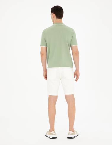 Ekru Slim Fit Jean Şort
