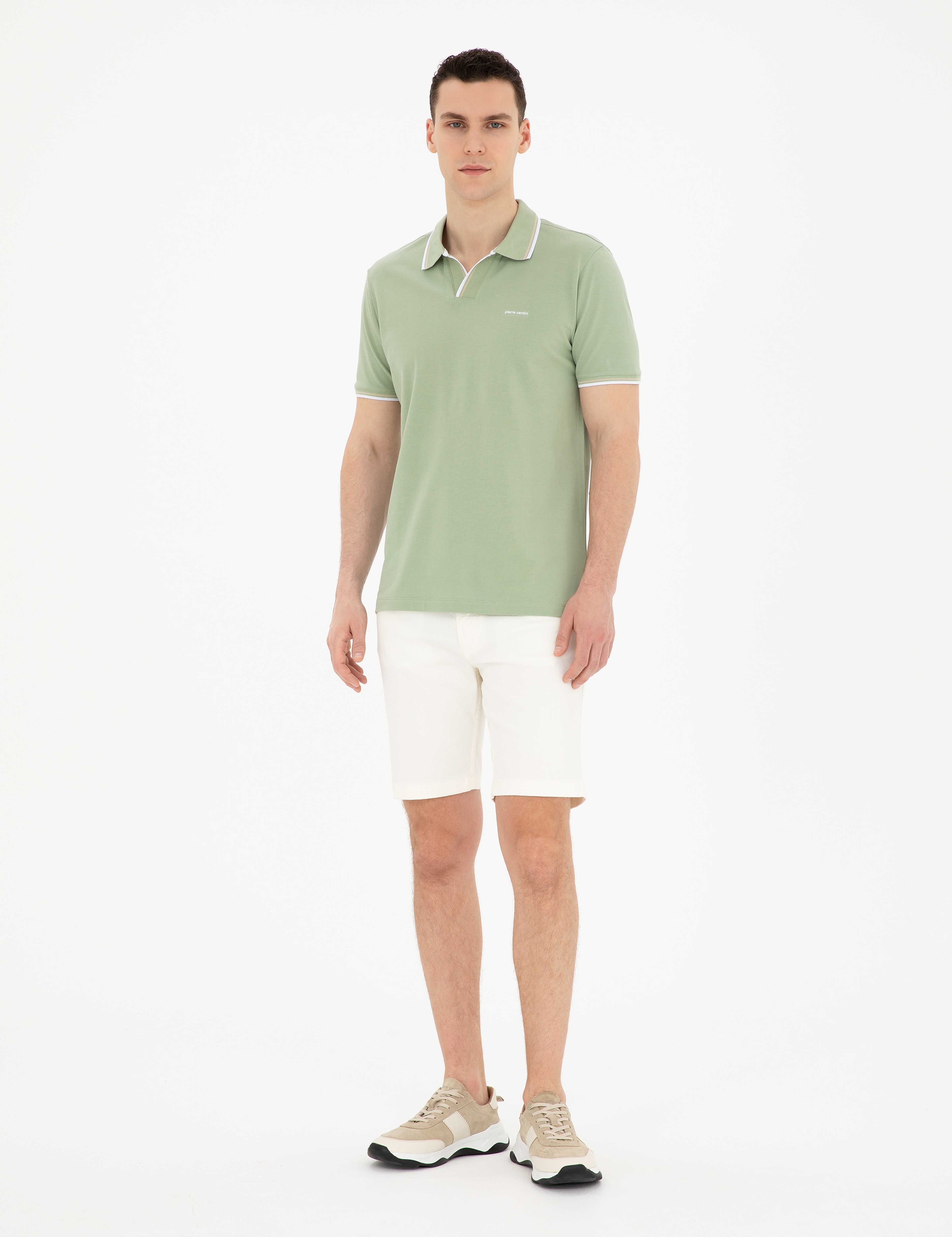 Ekru Slim Fit Jean Şort - Image 3