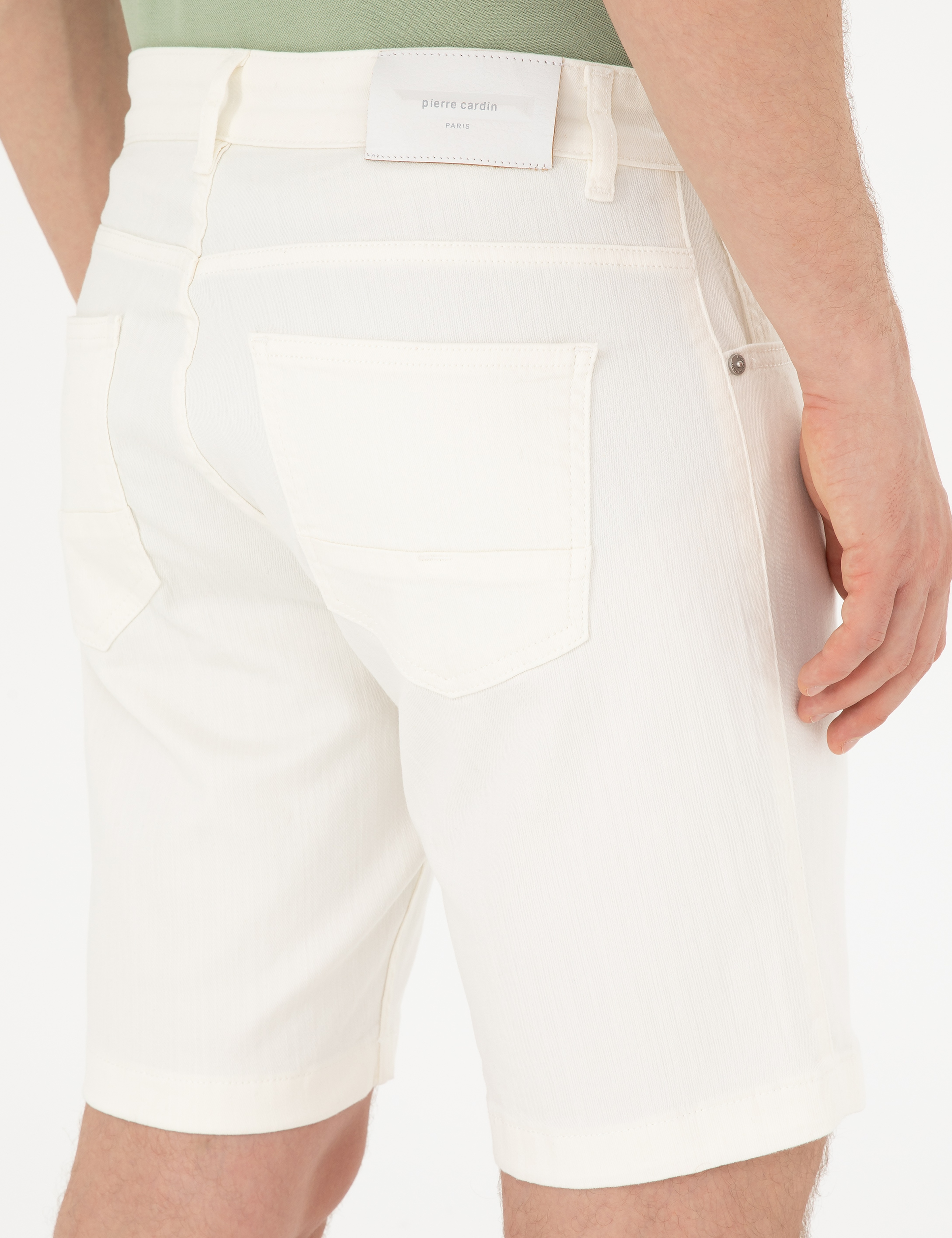 Ekru Slim Fit Jean Şort