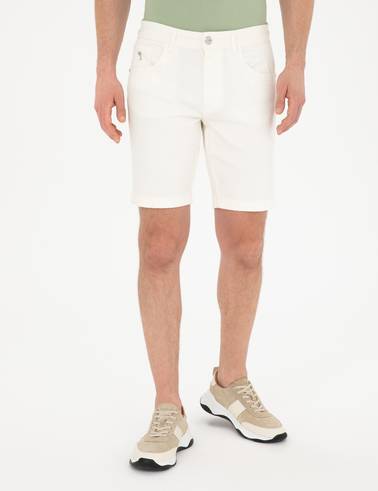 Ekru Slim Fit Jean Şort