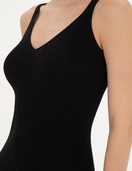 Siyah Ex. Slim Fit Triko Elbise - 50284228003