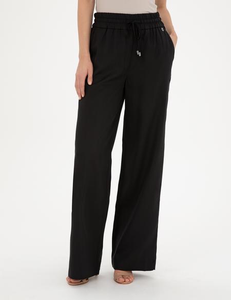 Siyah Yüksek Bel Wideleg Pantolon - 50284523002