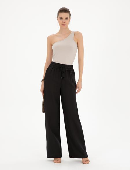 Siyah Yüksek Bel Wideleg Pantolon - 50284523002