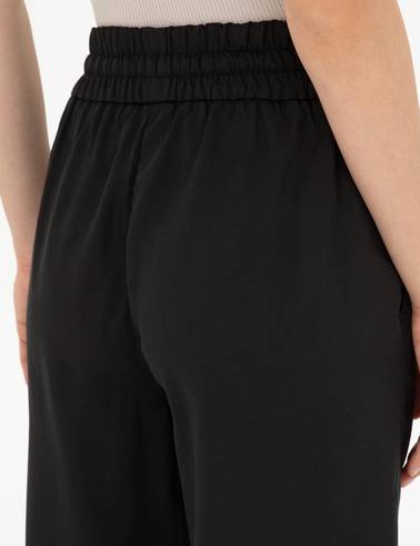 Siyah Yüksek Bel Wideleg Pantolon