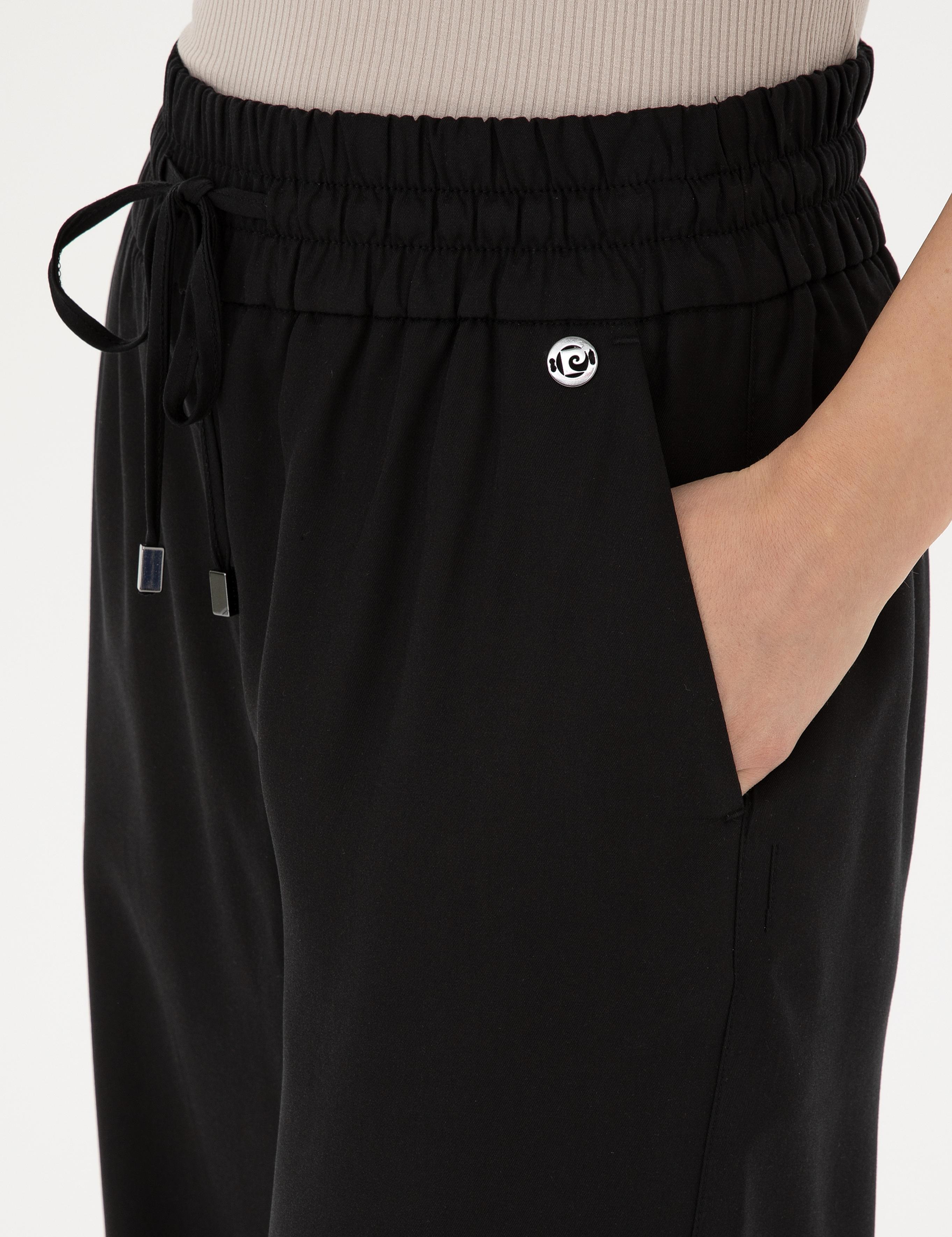 Siyah Yüksek Bel Wideleg Pantolon