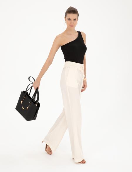 Ekru Yüksek Bel Wideleg Pantolon - 50284523020