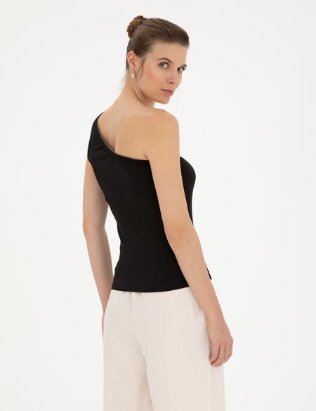 Siyah Ex. Slim Tek Omuz Tişört - 50284718003