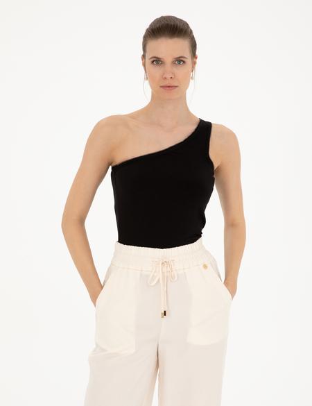 Siyah Ex. Slim Tek Omuz Tişört - 50284718003