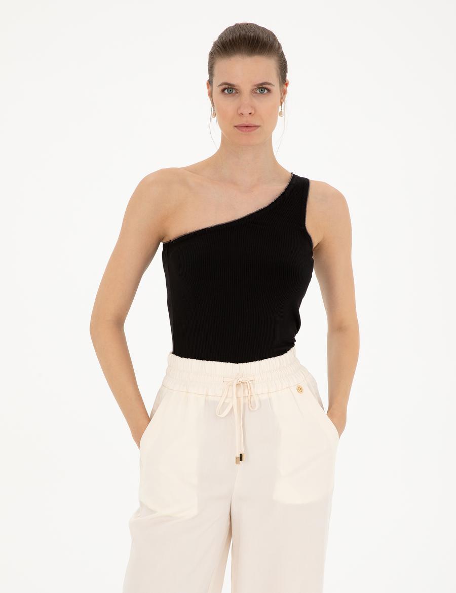 Siyah Ex. Slim Tek Omuz Tişört