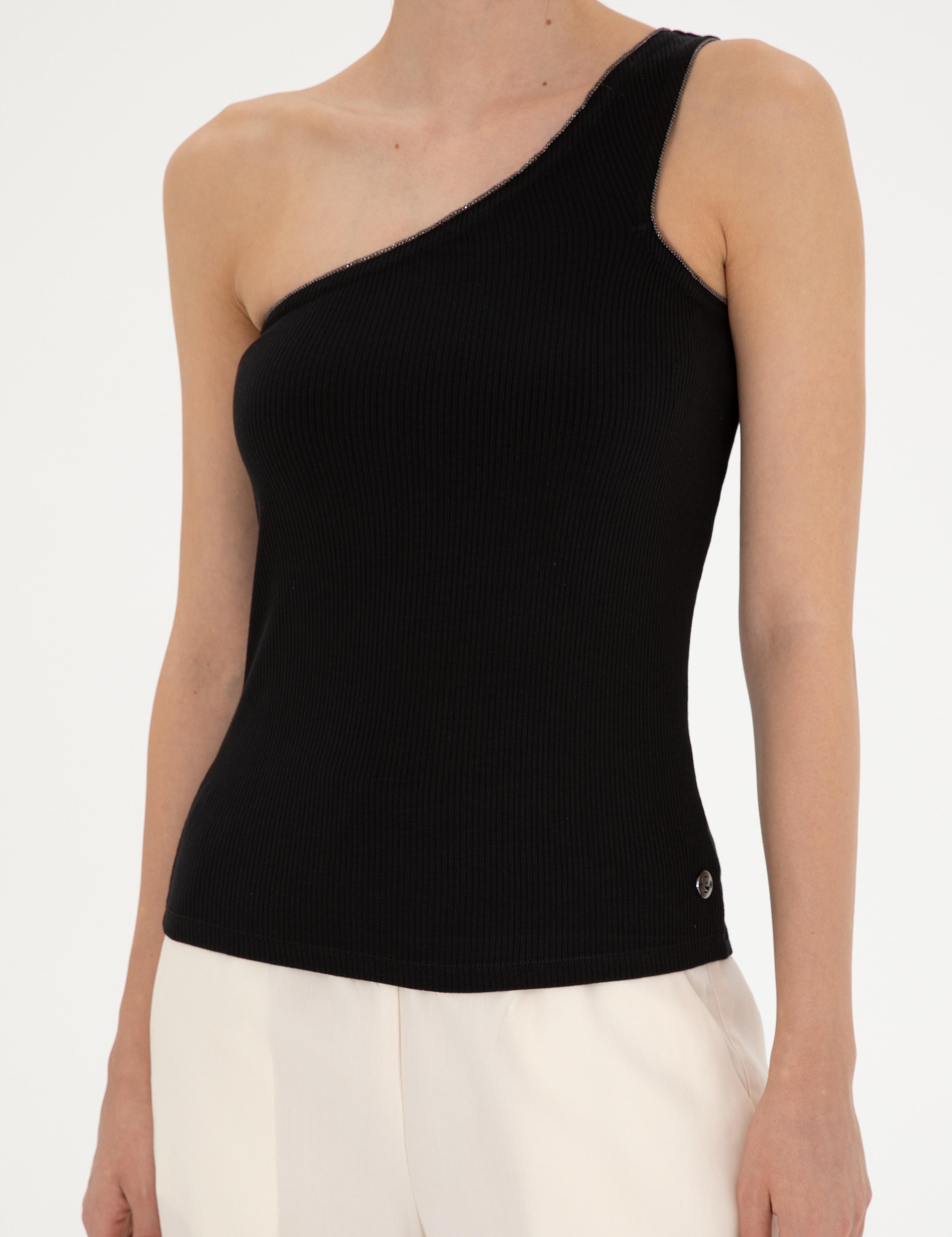 Siyah Ex. Slim Tek Omuz Tişört