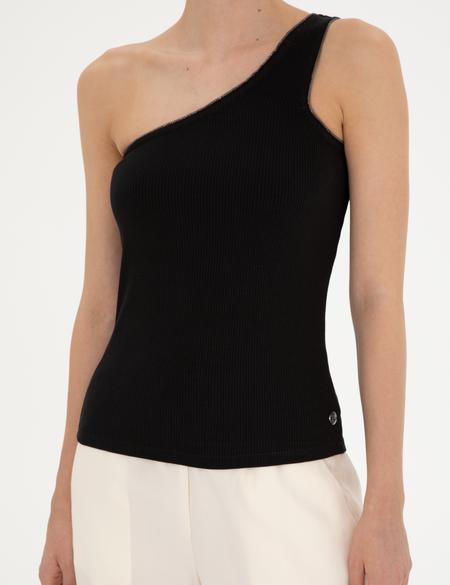 Siyah Ex. Slim Tek Omuz Tişört - 50284718003