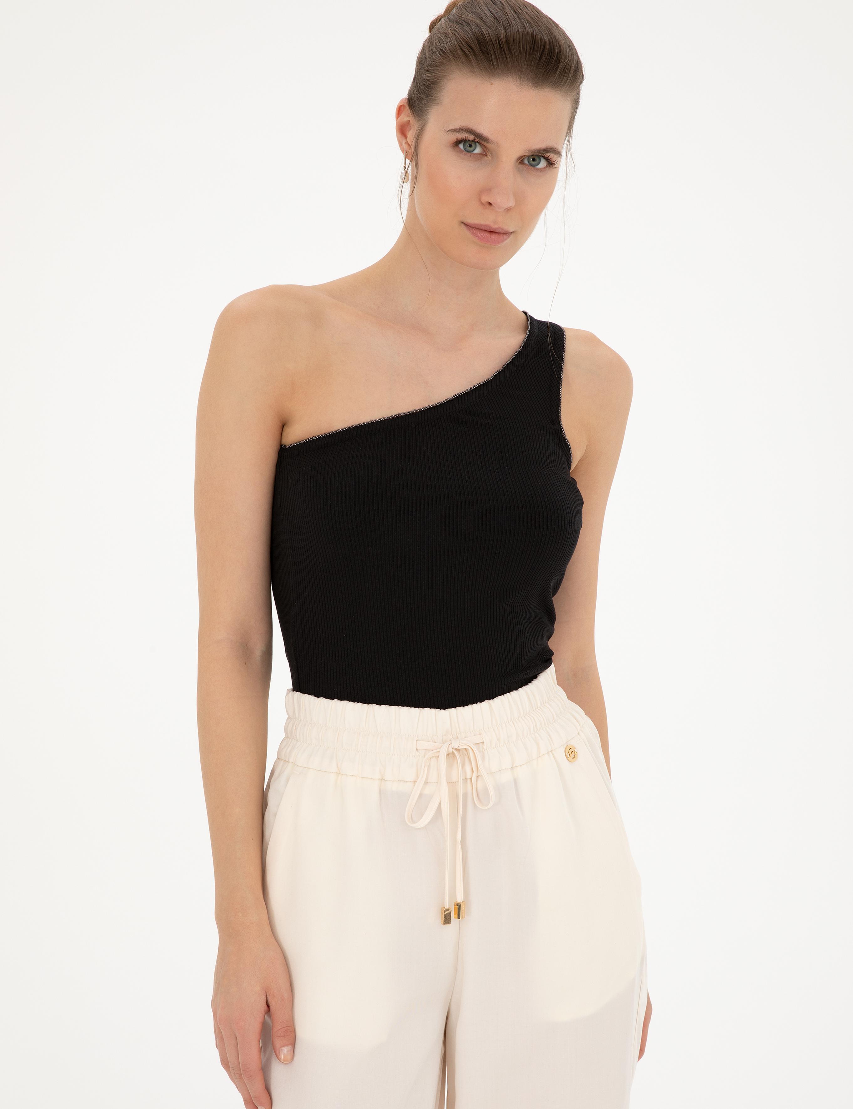 Siyah Ex. Slim Tek Omuz Tişört