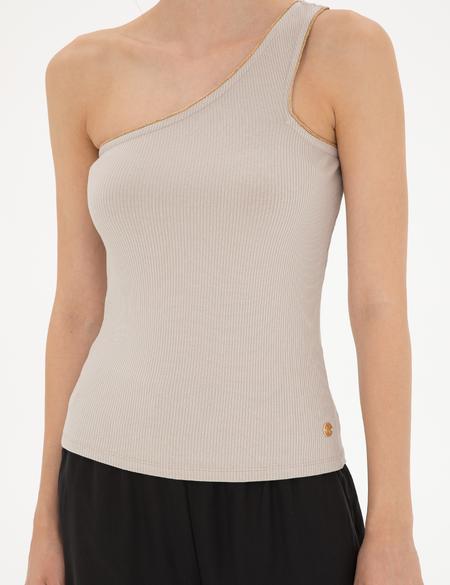 Bej Ex. Slim Tek Omuz Tişört - 50284718029