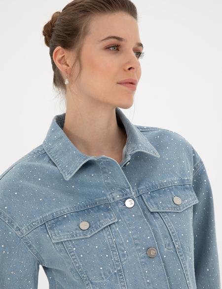 Açık Mavi Crop Top Jean Ceket - 50284213002