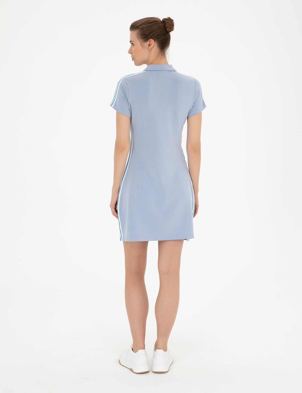 Mavi A Kesim Örme Elbise - 50285588005