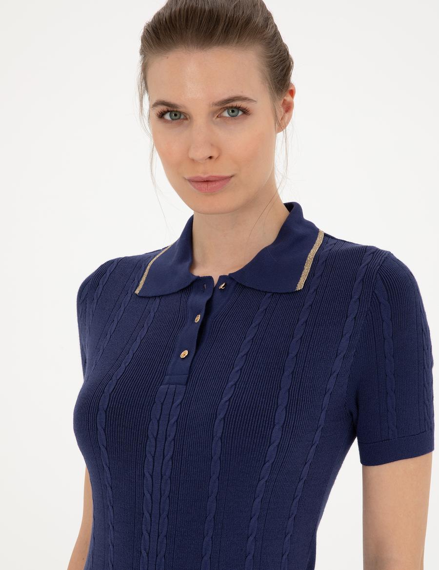Lacivert Slim Fit Triko Elbise