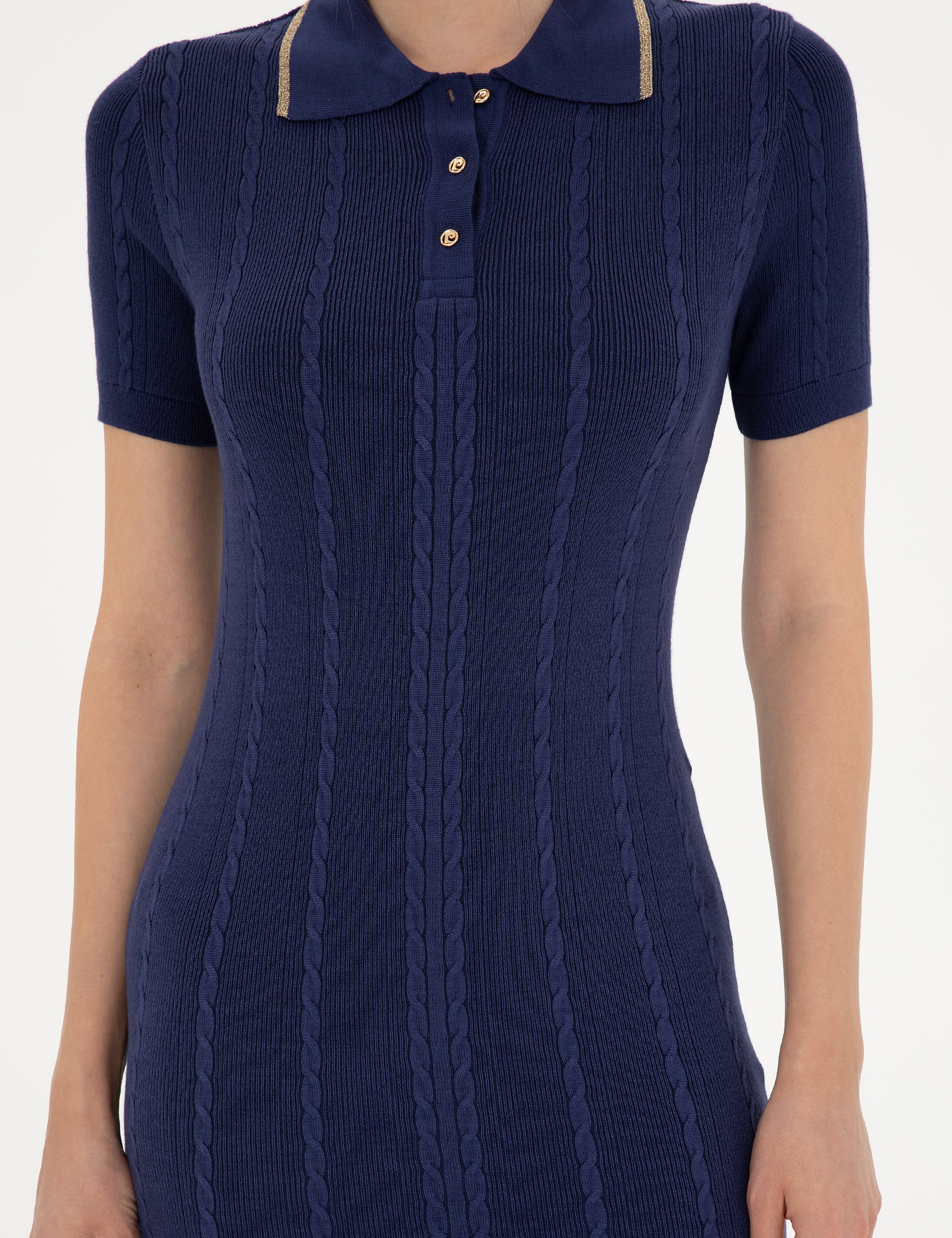 Lacivert Slim Fit Triko Elbise