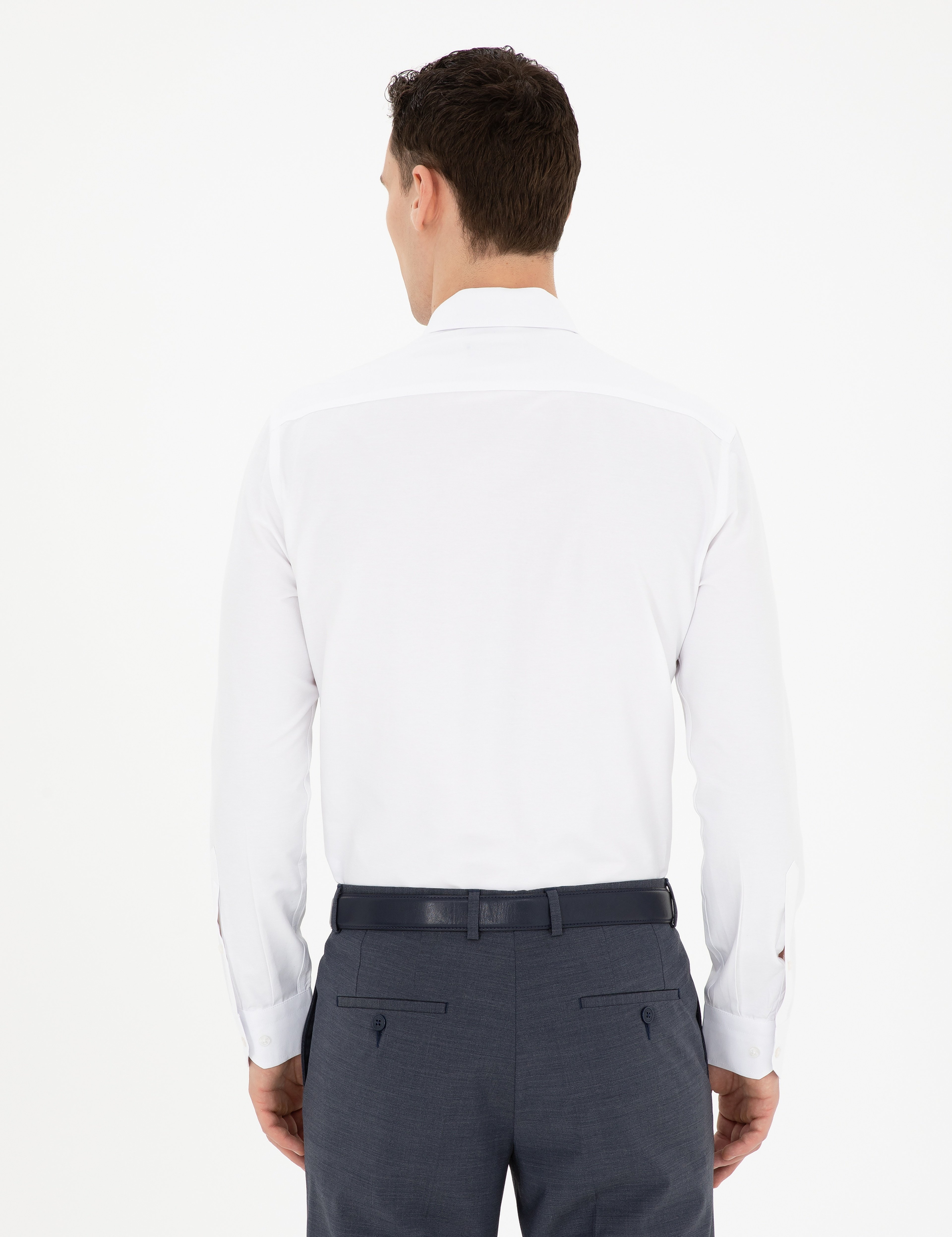 Beyaz Slim Fit Uzun Kollu Basic Gömlek - Image 5