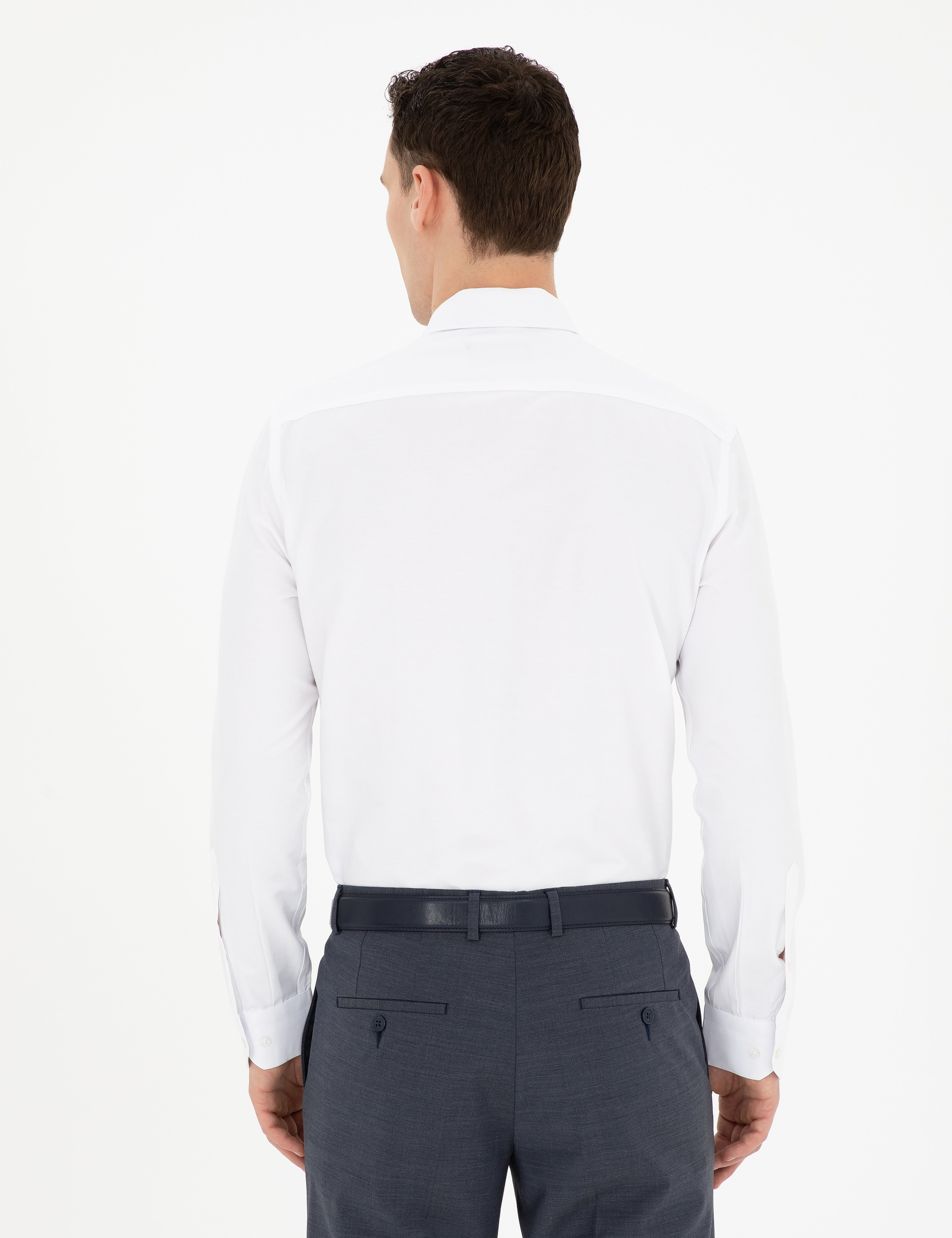 Beyaz Slim Fit Uzun Kollu Basic Gömlek