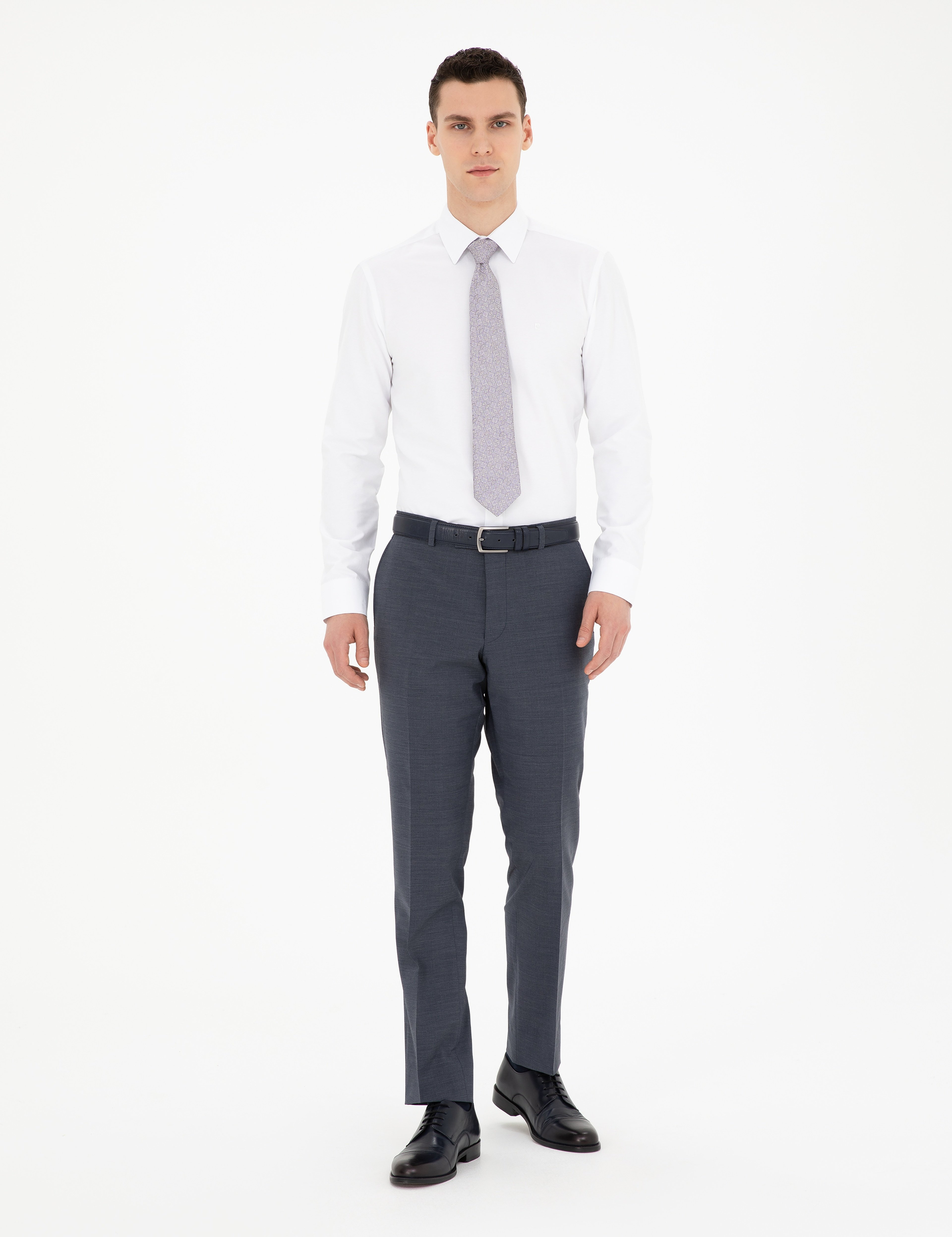 Beyaz Slim Fit Uzun Kollu Basic Gömlek - Image 4