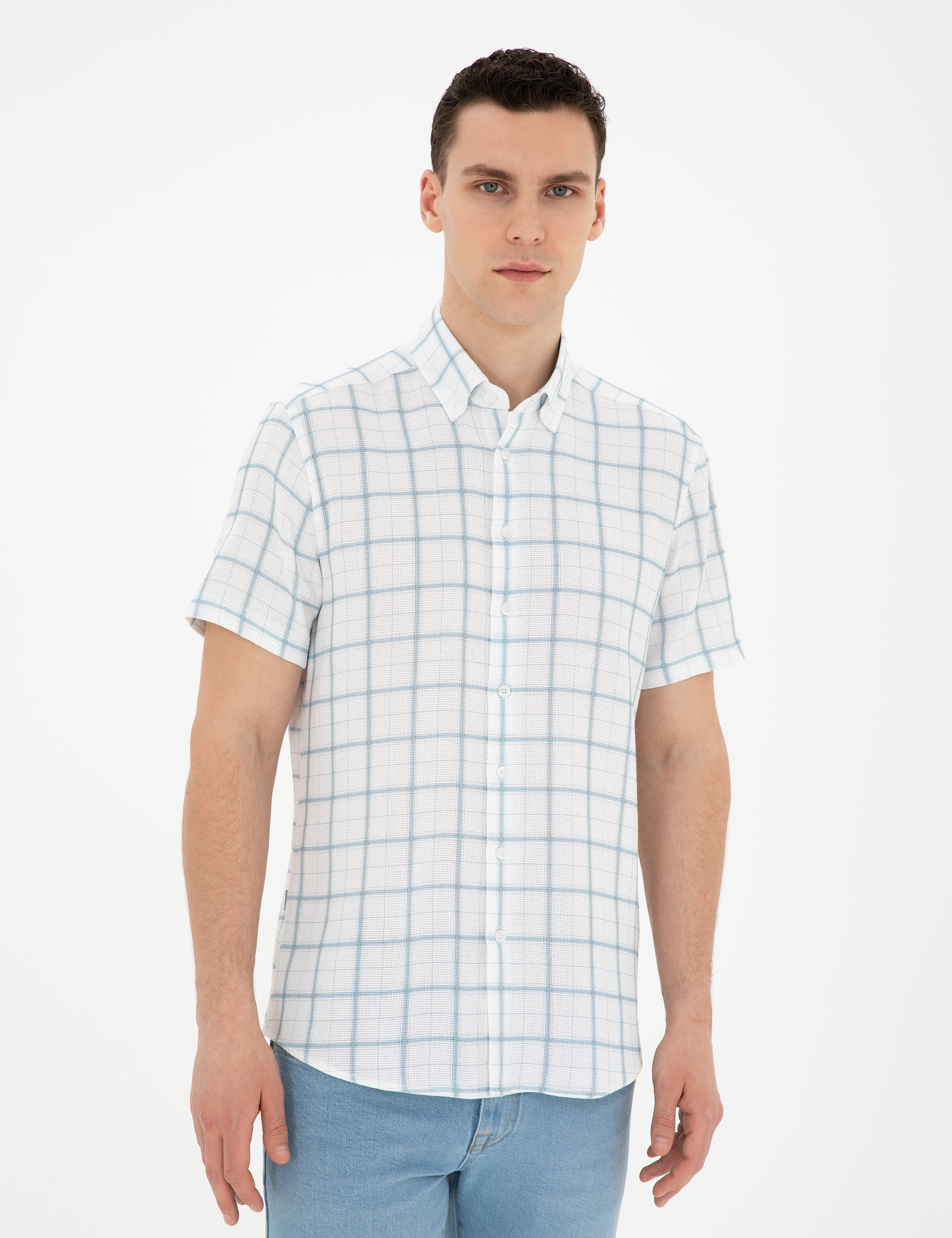 Mavi Regular Fit Kısa Kollu Gömlek - Image 3