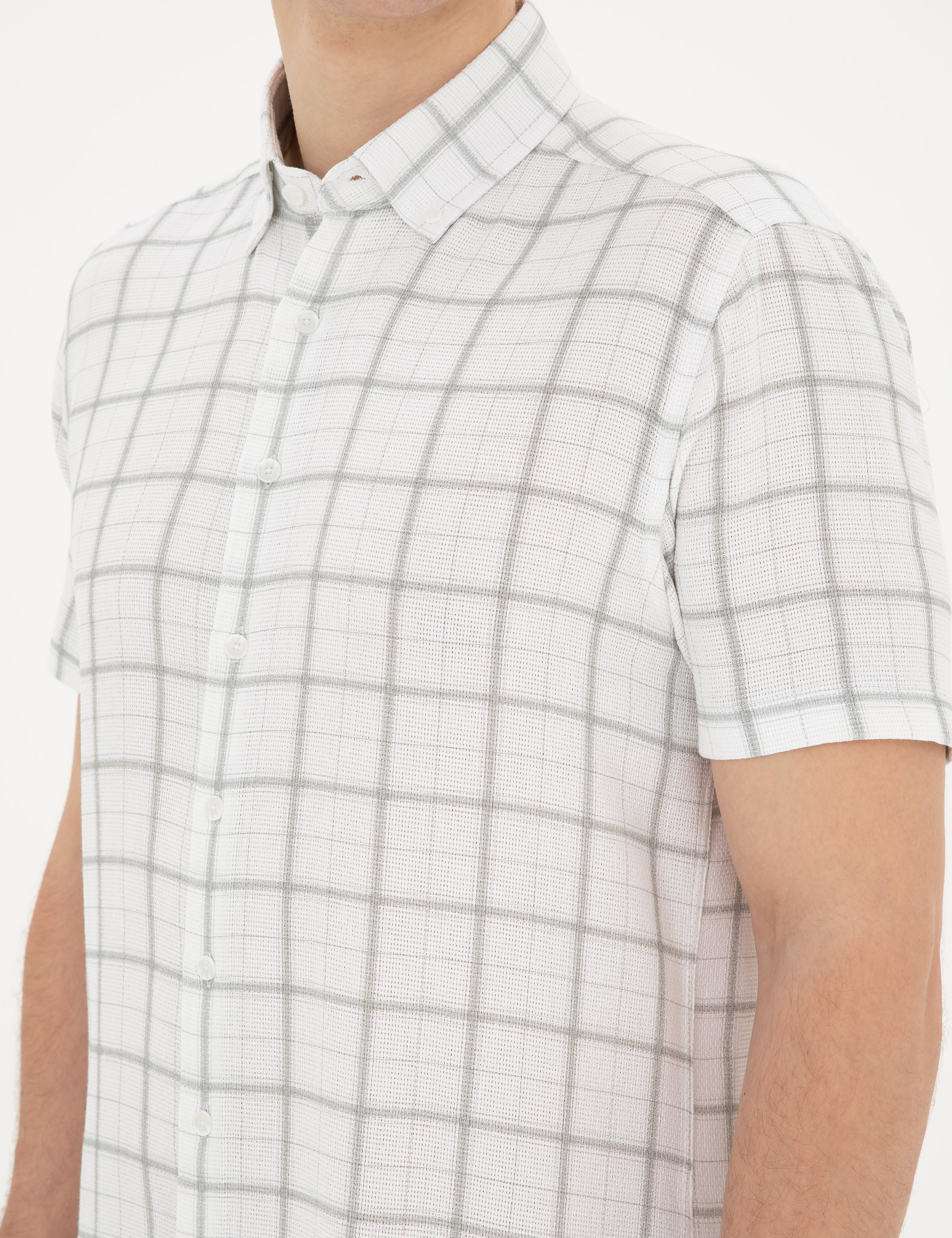 Yeşil Regular Fit Kısa Kollu Gömlek - Image 7