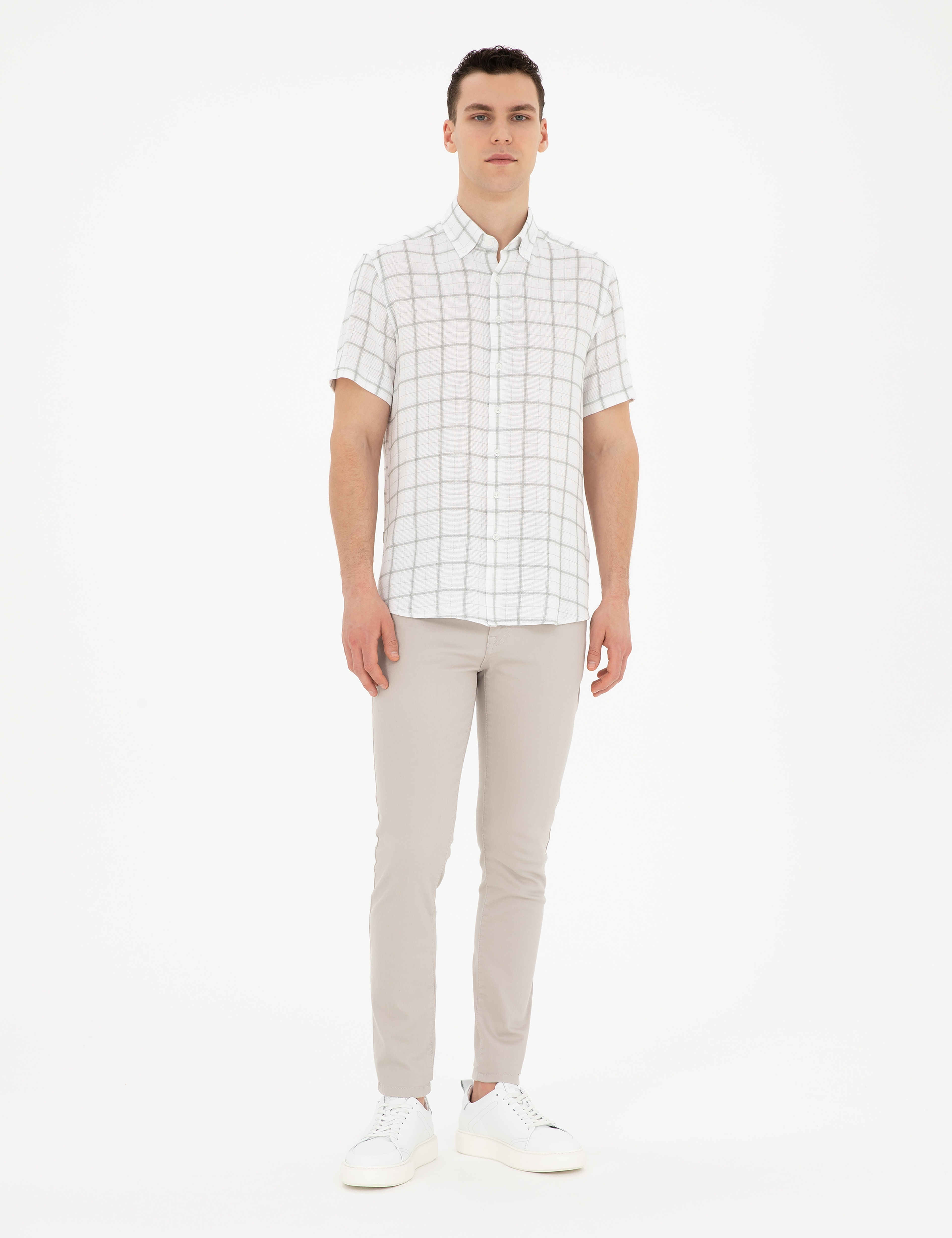 Yeşil Regular Fit Kısa Kollu Gömlek - Image 4
