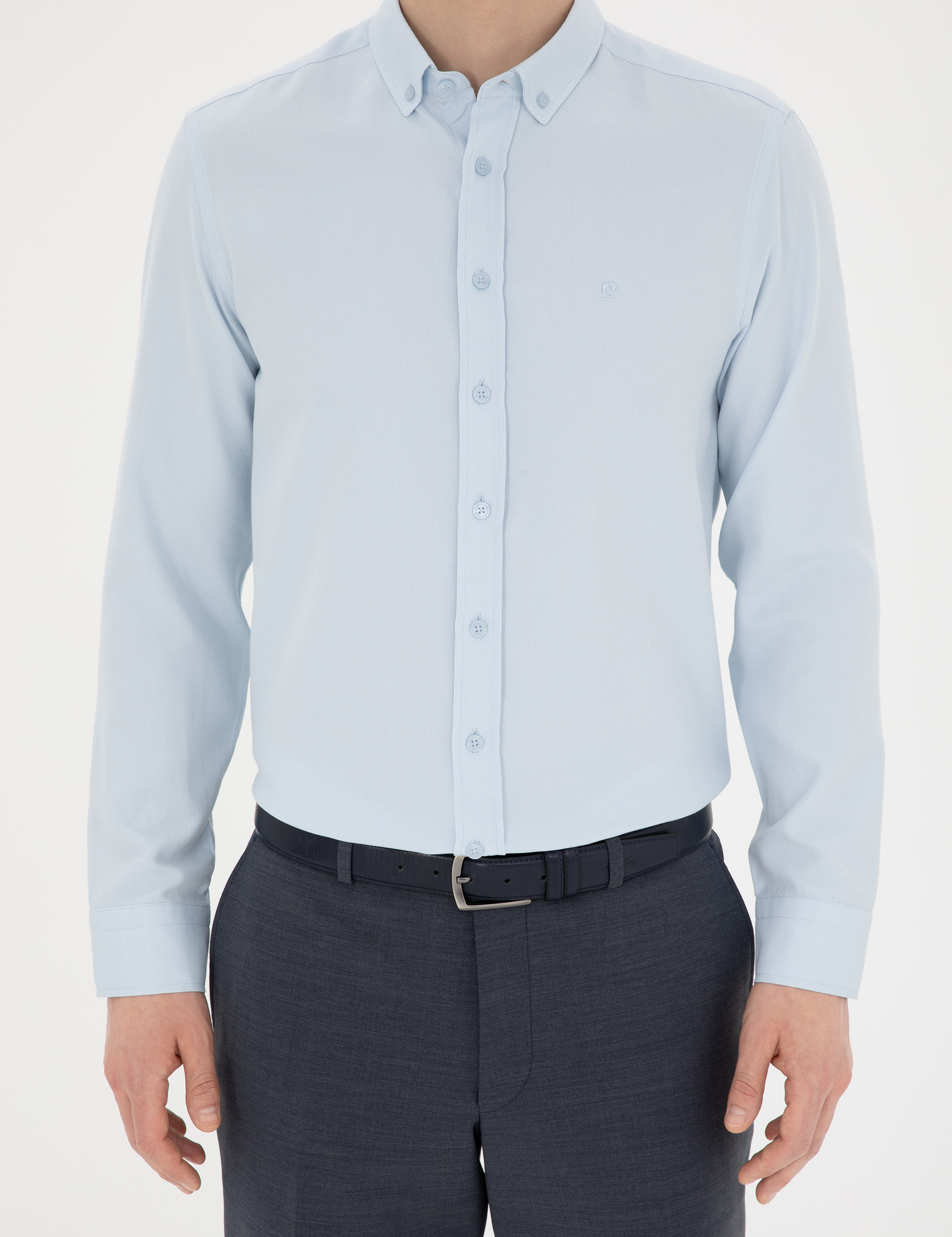 Açık Oxford Mavi Slim Fit Uzun Kollu Gömlek - Image 6