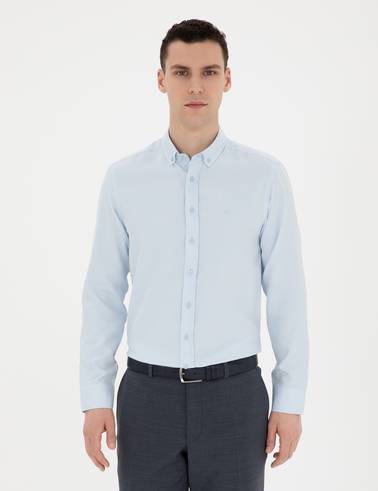 Açık Oxford Mavi Slim Fit Uzun Kollu Gömlek