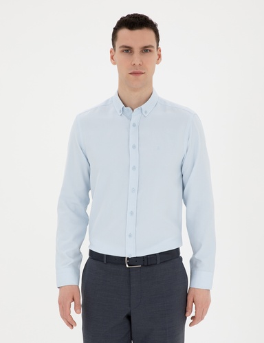 Açık Oxford Mavi Slim Fit Uzun Kollu Gömlek